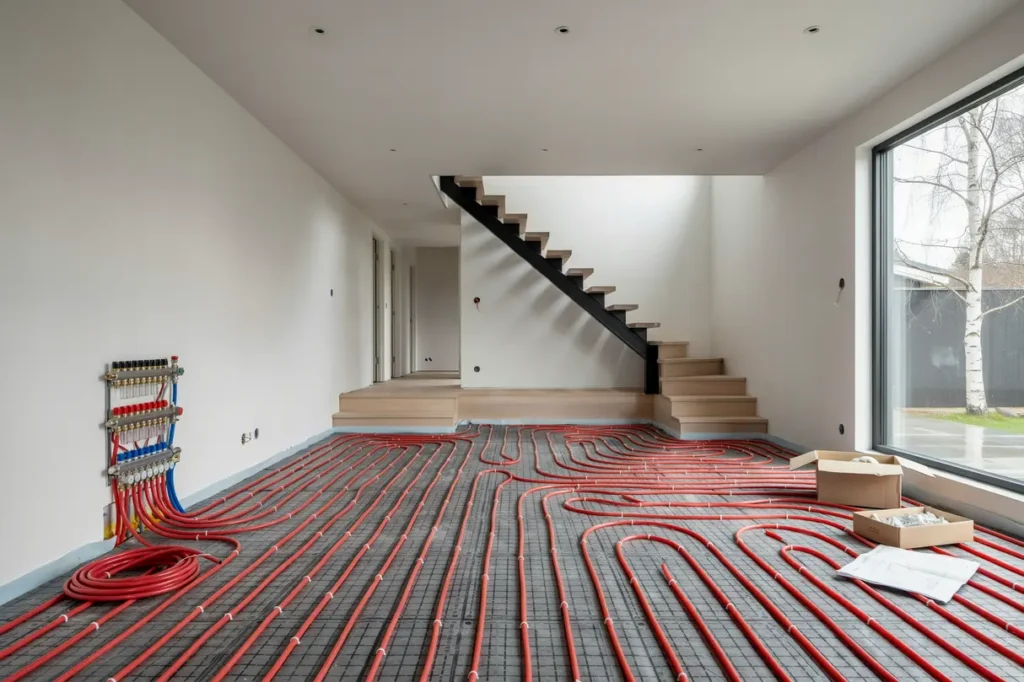 installation av vattenburen golvv rme i radhus i bandhagen h gdalen